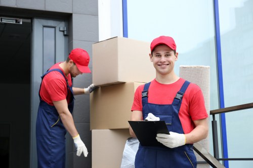 Removal van service in South Kensington on a busy city street
