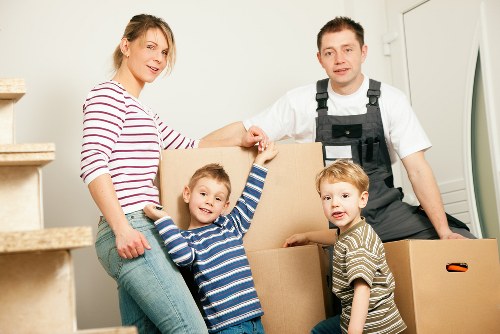 Professional house removals in Southkensington with moving van and packed boxes