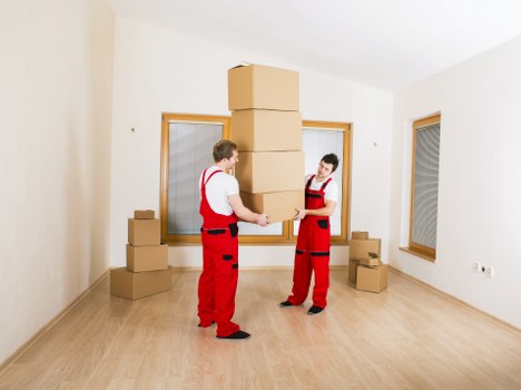 Packed office equipment ready for secure relocation in Southkensington